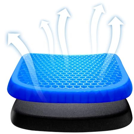 SGZIOO Gel Seat Cushion, Breathable Honeycomb Cushion, Thick Ergonomic Gel Seat Pad for Pain Relief, Soft Sitter for Car Office Home Wheelchair&Chair
