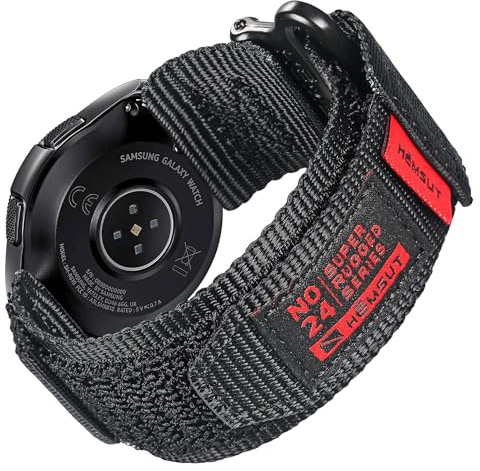 HEMSUT Brett sportarmband i nylon med metallstängning, snabbkopplingssystem 20 mm/22 mm för utomhus smartwatches, storlek S/M (16–23 cm handled), 6 färger och flaggdesign