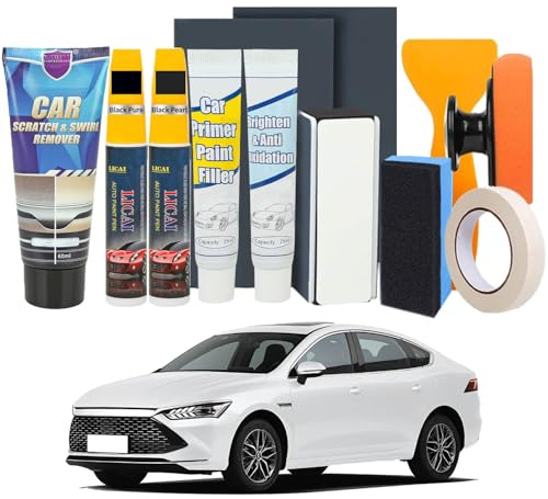 Autolack Reparaturset, Auto Kratzer Entferner, Lackkratzer Entferner Auto mit Polierpaste und Lackstift für Reparatur Fahrzeuge Ergebnisse Scratches Water Spots Swirl (Reines Schwarz + Perlschwarz)