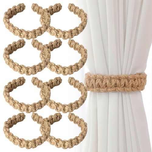 8 Pezzi Ferma Tende Fermatenda Fermatende Design Intrecciato a Mano Robusto e Durevole Realizzato in Cotone e Lino Adatto a Soggiorni Cucine Camere da Letto ed Esterni.