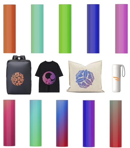 Uadme Infusible Transfer Ink ark, 10 ark med varmtryck, 11,5 x 30,5 cm, förtryckt sublimeringspapper, för DIY T-shirts, koppar, väska (gradient färger)