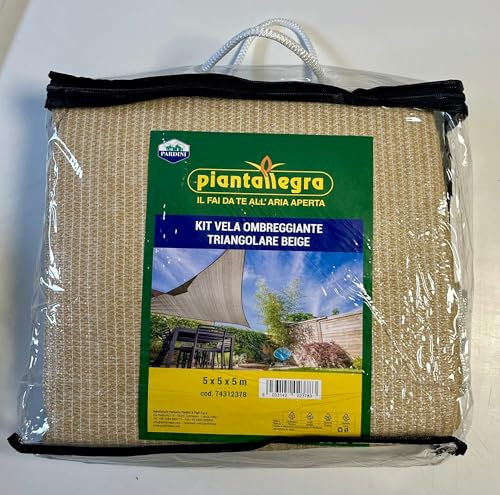 Kit Vela Ombreggiante Beige 5x5x5 m - Resistente e Facile da Installare, Ideale per Giardini, Terrazze e Orti - Protezione Solare Alta Qualità per Esterni