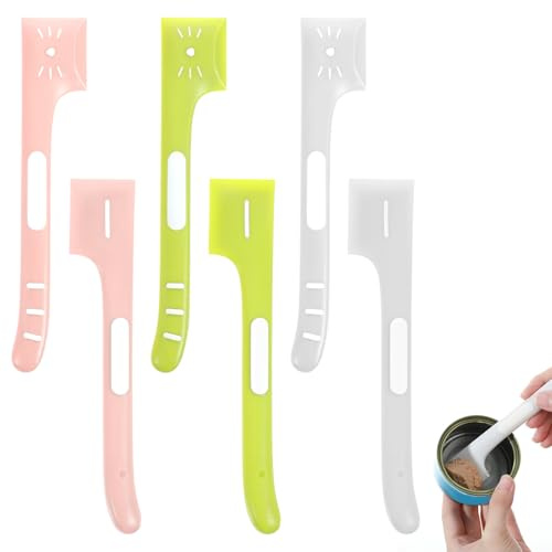 Classicseali 6PCS Cat Spatula,Cat Spatula for Wet Food,Easy to Clean Cats Foods Spoon for Wet Foods, for Cats and Dogs Feeding Wets,3 Colors