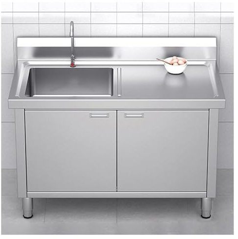 Mueble de Cocina Independiente de Varias Capas con Fregadero de Acero Inoxidable. Unidad de Fregadero de Servicio para Exteriores con Banco de Trabajo y Estante de Almacenamiento. Ideal para