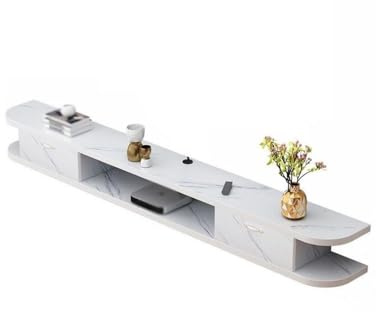 Lizhuzhuzs28 Moderne Meuble TV Flottant avec étagère et Console multimédia à 2 Portes for Salon et Chambre à Coucher Console(Blanc,Grand)