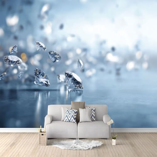 Wandtapete Fototapete Futuristisch Diamant Elegant, Dekoratives Fototapete aus Vliestapete 350 x 256 cm (B x H) - Hellblau Panorama-Tapete Poster Wandbild