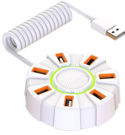 7-Port USB 2.0 Hub With RGB Lighting & External Power For PC/Laptop Charging Desktop Rgbs USB Hubs