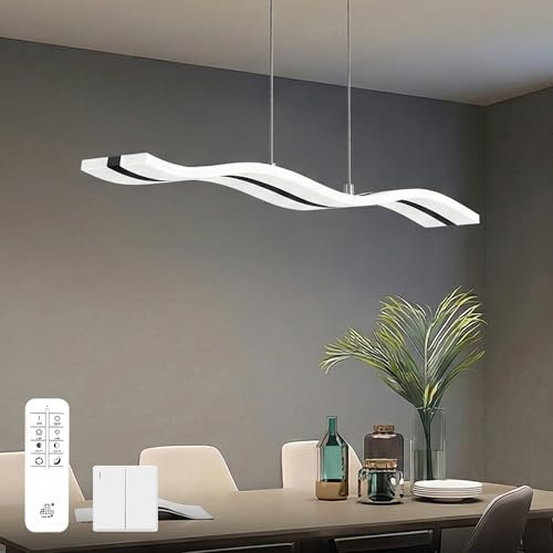doporro LED Hängelampe Esstisch Dimmbar & Höhenverstellbar Sandschwarz | Modern Pendelleuchte Esstisch Esszimmerlampe mit Fernbedienung, 97cm, 36W, für Wohnzimmer küche, Alivetta3300