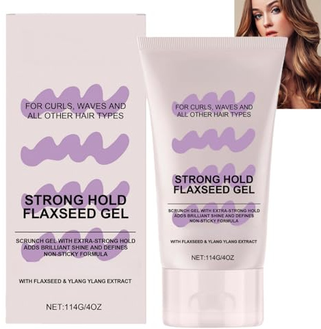 Starkes Scrunch Gel für Definierte Locken,Flaxseed Oil Curly Hair Styling Gel,Langanhaltender Halt und Natürlicher Glanz,Flaxseed Oil Hold Gels,Geeignet Natürliche Curly Method,Frizz nährende