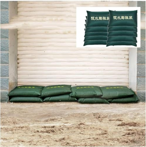 Bolsas de arena de emergencia, barrera de agua de lona reutilizable para puertas y ventanas de garaje, paquete de 10