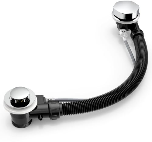 Xendywasher Bath Waste with Overflow & Chrome Pop Up Waste (Black and Chrome)