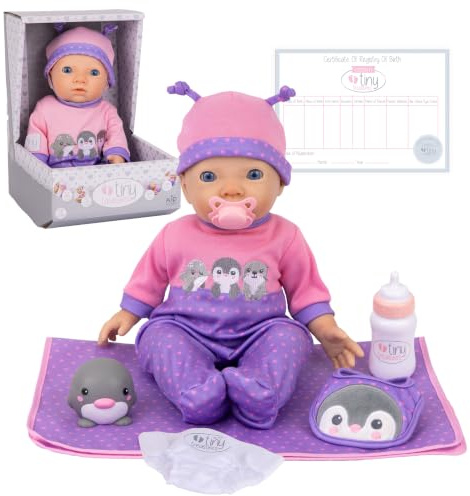 My First Peekaboo Baby Doll Accessories Set, 36cm Doll For 18+ Months | With Baby Doll Bottle, Dummy, Bib, Nappy, Changing Mat & Accessories