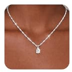 Astravia Geburtsstein Halskette Damen 925 Sterling Silber Wassertropfen Anhänger mit CZ Edelstein, Zarte Personalisierte Kette Mädchen Schmuck Geschenk