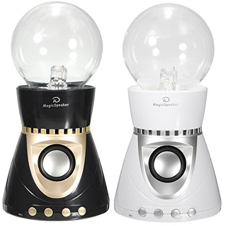MASUNN Wireless Bluetooth 4,0 3D Surround Sound Magic Lampada Subwoofer Elettrico LED Ion Altoparlante Stereo Aux - Nero & Clear