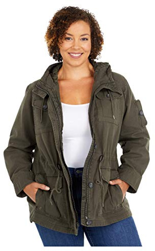Levi's dam plus size bomull fyra fickor huva fältjacka lätt