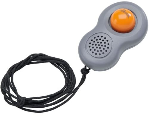 HUNTER Clicker, mit Umhängeband und Fingerschlaufe Farbe Grau/Orange, Größe One-Size