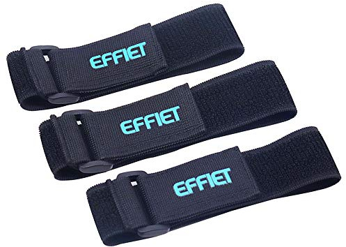 3 Packs Elastic Hook and Loop Cinch Straps for Car Visor Glasses Holder, EFFIET Adjustable Storage Strap Extension Cord Wrap Magic Securing Organizer for Camping Gear, Yoga Mat, Knee Pad Strap