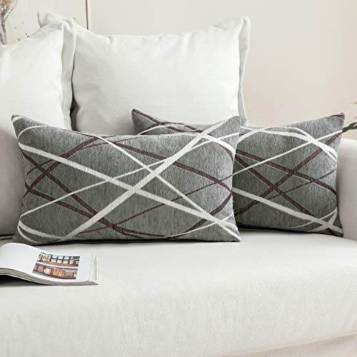 MIULEE 2er Set Kissenbezug 30×50cm Chenille Eiscreme-Design | Weich kuschelig langlebig pflegeleicht mit Reißverschluss modernes Design dekorativ für Sofa Bett Wohnzimmer und Schlafzimmer