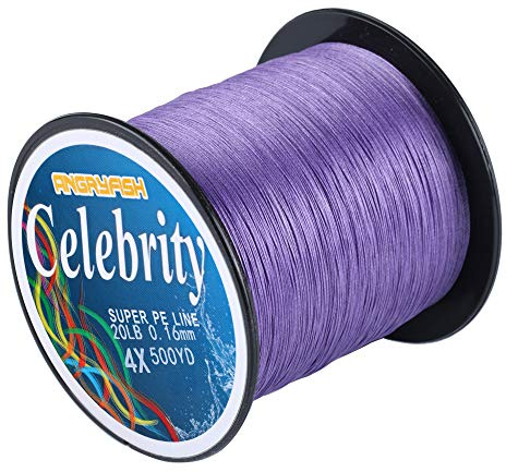 ANGRYFISH 4 Strands Super Strong Braided Fishing Line- Less Expensive -Zero Stretch -Small Diameter-Suitable For Novice Fishermen 300YD-Purple18LB