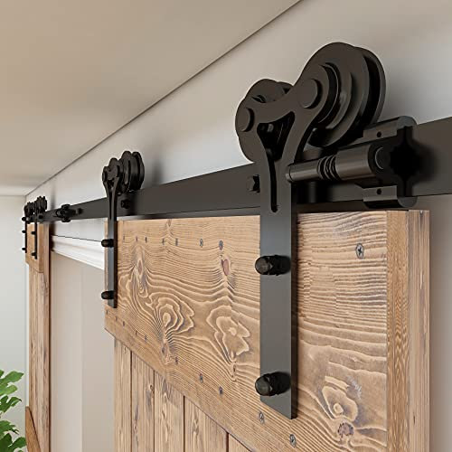 CCJH 5.5FT/167cm Schiebetürbeschlag Set, Laufschienen für Schiebetür Y-Form-Aufhänger Hängeschiene Schiebetürsystem für Doppeltür
