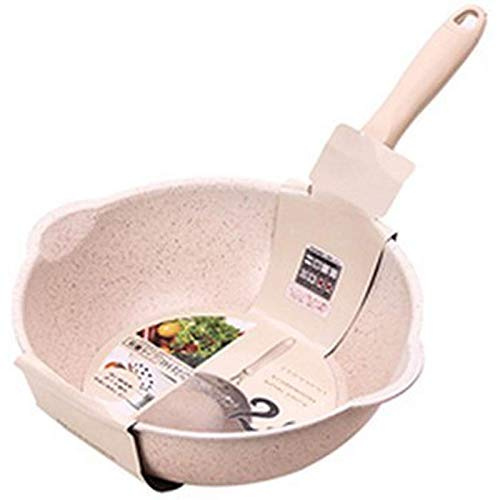 Oikabio Pentola antiaderente multifunzione fondo addensato in pietra padella per torrone profondo pentola per wok a bocca grande 20 cm
