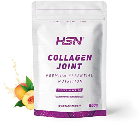 HSN Colágeno Salud Articular | Melocotón 500g | Glucosamina, Condroitina, MSM, Cúrcuma, Boswellia Serrata, Pimienta Negra, Vitaminas y Minerales | No Incluye Dosificador | No-GMO, Sin Gluten