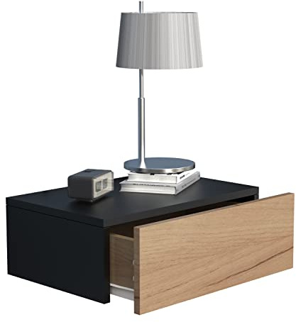 VCM Nachttisch 45x30x15 cm Holzwerkstoff Wandschublade Nachtkonsole | Spart Bodenfläche dank platzsparender Wandmontage - Schlafzimmer - für kleine Räume - einfache Montage