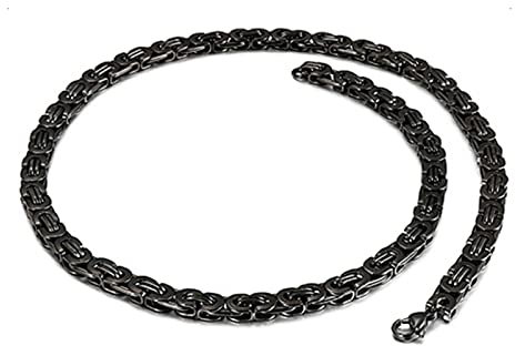 Dsnyu Gothic Halskette Herren, 50CM Partnerketten, Schwarz Edelstahl Ketten für Hochzeit Breit 6MM