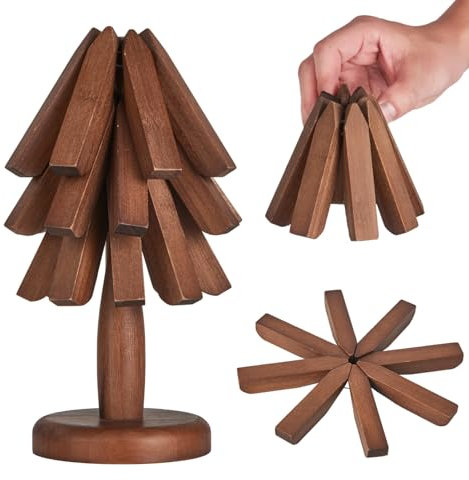 Topfuntersetzer-Set aus Bambus: 3-teiliges Trivet-Baum-Set, Tischunterlagen für heiße Töpfe, Pfannen und Teekessel