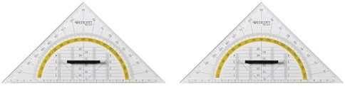 Westcott E-10134 00 Geometriedreieck Kunststoff mit abnehmbarem Griff, 22 cm, transparent (Packung mit 2)