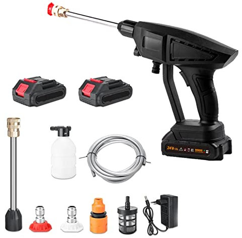 Kabelloser Hochdruckreiniger, 120 PSI Tragbarer Hand-Hochdruckreiniger mit Akku und Ladegerät, 24 V, 7500 mAh, wiederaufladbarer Akku, elektrischer Hochdruckreiniger für Autowäsche, Blumenbewässerung,