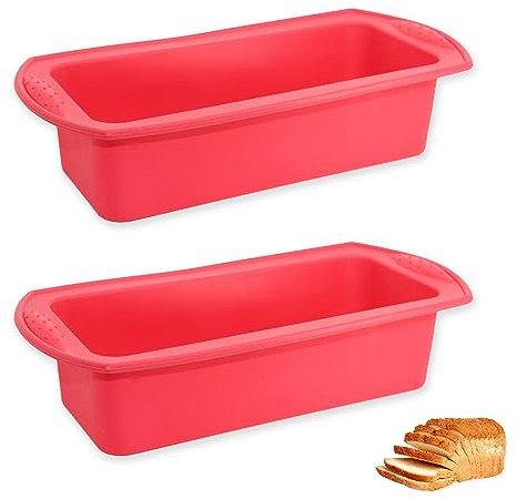 SVUPUE 2 Piezas Moldes para Pan, Moldes de Pan de Silicona, Rojo, 26 x 13 x 6,5 cm, para Pan y Pasteles