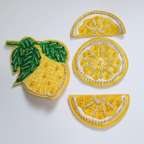SUKORI 4 Teile/Satz früchte Zitrone Pailletten perlen Patches für Kleidung DIY Strass Nähen auf Bestickt Patch Stickerei Applique