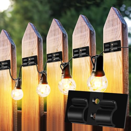 Ainiv 30PCS Hooks for Outdoor String Lights Clips, Black Outdoor Light Clips with Waterproof Adhesive Strips, Self Adhesive Cable Tidy Hooks for Hanging Christmas Halloween Lights Party Decorations