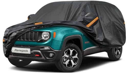 Kayme Autoplane Wasserdicht Atmungsaktiv für Jeep Renegade (2014-2025), 7 Schichten Vollgarage Autoabdeckung für Regen Sonne Staub Schutz Verkratzt, Autoabdeckung mit Reflektierenden Streifen.