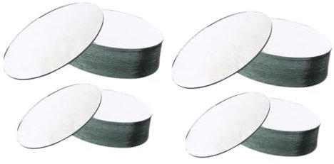 Angoily 40 STK Herzförmige Linsen Miniatur-glasornamente Make-up-kosmetikhocker Rahmenlos Dekorative Mosaikfliese Mini-sammelalbum Mini-dekor Handwerkliche Glasfliesen Weiß Oval Spiegel