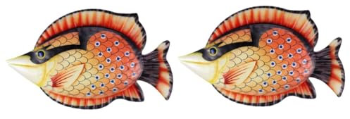 Ciieeo 2st Dekorativer Fisch-wandbehang -dekor Fischdekorationen Aus Metall Nautische Fischdekoration Meerestierfiguren Fisch Wandskulptur Jahrgang Meeresfisch Eisen