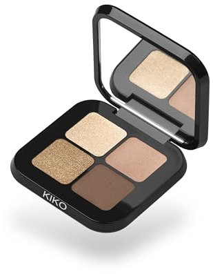 KIKO Milano Bright Quartet Eyeshadow Palette 01 | Palette Con 4 Ombretti Cotti Per Uso Asciutto E Bagnato