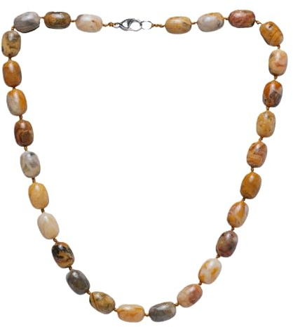 Treasure Bay Handgemachte Damen Halskette 10x16mm Natürliche Edelsteine Perlen Halskette für Frauen Mädchen, 48 cm, Edelstein, Achat