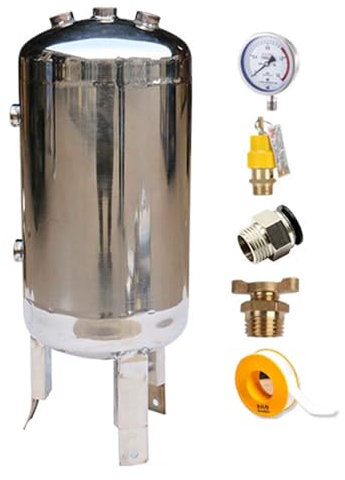 Air Tank Tanque de aire portátil de acero inoxidable, tanque de almacenamiento de depósito de aire, diseño vertical de alta presión, tanque receptor de compresor de aire máximo de 180 PSI (Size : 50L