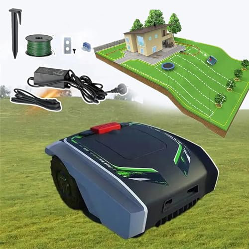 HDaspijh Fully Automatic Robotic Lawn Mower(2-5Cm Trimming Height),Garden Lawn Mower, App Remote Control + Path Planning + Automatic Charging + Safety Protection Device,100㎡/h, for Lawn/Garden