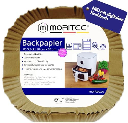 Antihaft Backpapier für Heißluftfritteuse 20-24 cm /4,5-8l BPA und PFAS frei wiederverschließbar 100 Stück perfekte Passform Zubehör für Airfryer einfache Reinigung digita