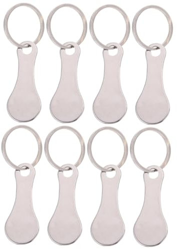 SEWACC 8pezzi Portachiavi Per Gettoni Trolley Acciaio Inossidabile Da Pratici e Portatili Per Carrelli Della Spesa Design Semplice e Resistente Alla