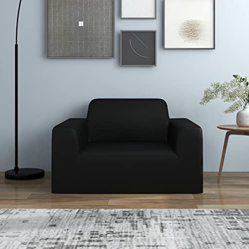 ShGaxin Elastischer Sesselbezug, Polyester, schwarzes Jersey, Sofabezug, Chaiselongue, elastischer Sofabezug, Relax-Sofabezug