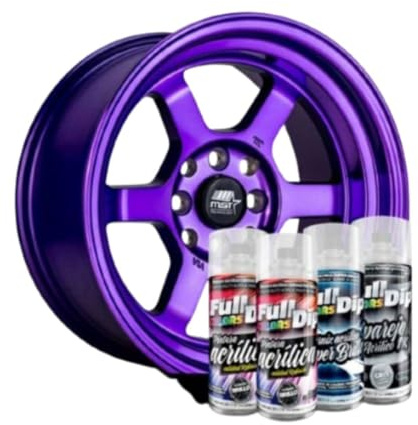 AutoFullCar Felgen-Pack - Full Colors by Full Dip - Permanente Acrylfarbe - Sprühformat 400 ml/u. - Enthält Sprühlack, Farbe und Lack, glänzend oder matt (violett)