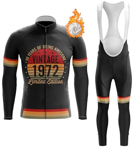 Abbigliamento Ciclismo Uomo Invernale Completo Bici MTB Maglia Ciclista Termico Vello,Maglietta Bicicletta Giacca Manica Lunga e Salopette Pantaloni con 19D Gel Imbottiti,Tuta da Ciclo Traspirante