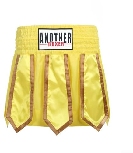 Zoegneer Flexibility Focused Boxing Shorts Boxing Pants Ribbon Style Muay Thai Shorts Competition Training Kickboxen Sanda Pants Mixed Martial Arts Fighting Pants (YELLOW XL)