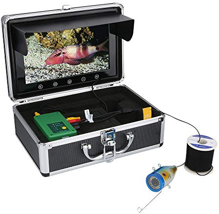 Fotocamera di Rilevatore di Pesci Con 9 Pollici TFT Monitor, 30 LED Impermeabile Telecamera Subacquea Da Pesca 15/30/50 M Telecamera Da Ecoscandaglio Portatile,per Pesca Su Ghiaccio, Lago E(Size:50 M)