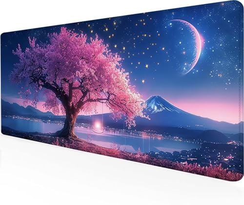 Tapis de Souris Gamer Fleurs de Cerisier Tapis Souris XXL 1200x600 mm, Bords Cousus Mouse Pad Gaming Rose Mousepad Imperméable Base en Caoutchouc Antidérapant Desk Pad pour Gamer, Bureau -Ly412WU