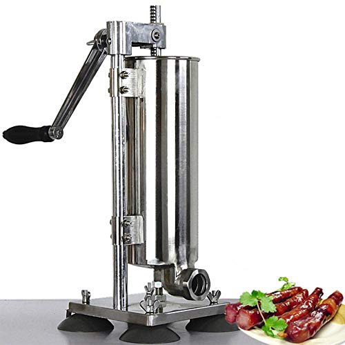 OHMG Wurstfüller aus Edelstahl, Profi-Würstmaschine, manuell, Fleischschieber mit 4 Röhren, Wurstfüller, Churro-Maschine (4 l)